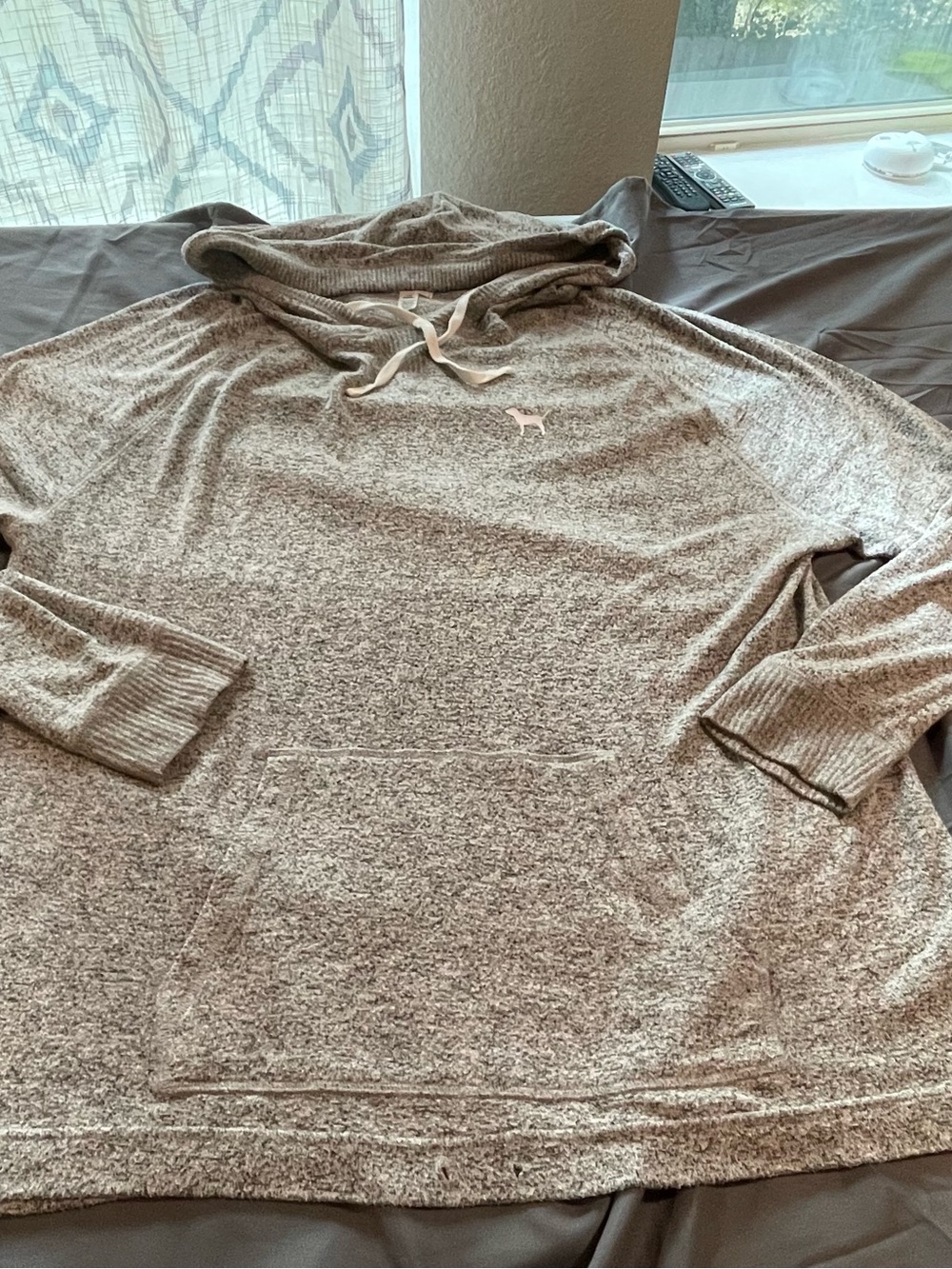 PINK Victoria's Secret Heather Gray Zip-Up Hoodie Sweater
